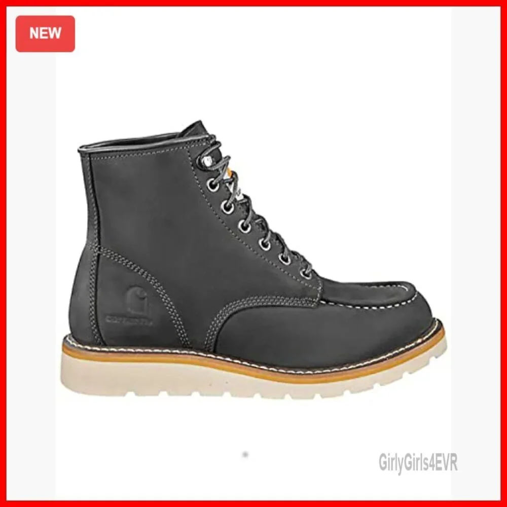 6-Inch Moc Soft Toe Wedge Boots, Slip-Resistant Work Shoes